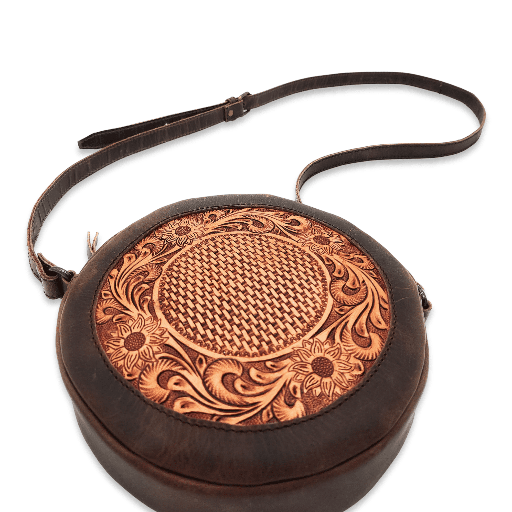 The Rancho Canteen Burnished Tan Hand-Tooled Leather Crossbody Luggage & BagsRanch Junkie
